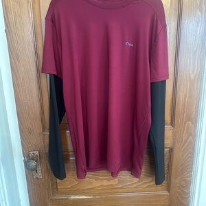 ZYIA Men's Burgundy and Black Long Sleeve Tee
